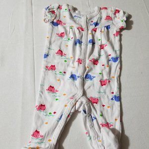 Gymboree Outlet Bubbly Whale 0-3 month Used Footed one piece